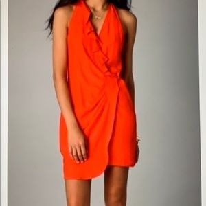 Red Silk Parker Wrap Dress Size S